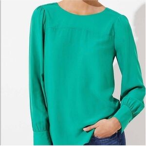 LOFT back button green blouse